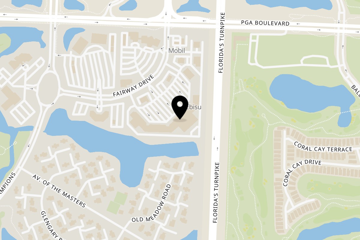 Map showing the location of Plant Based Mafia Palm Beach Gardens on 7100 Fairway Dr in Palm Beach Gardens